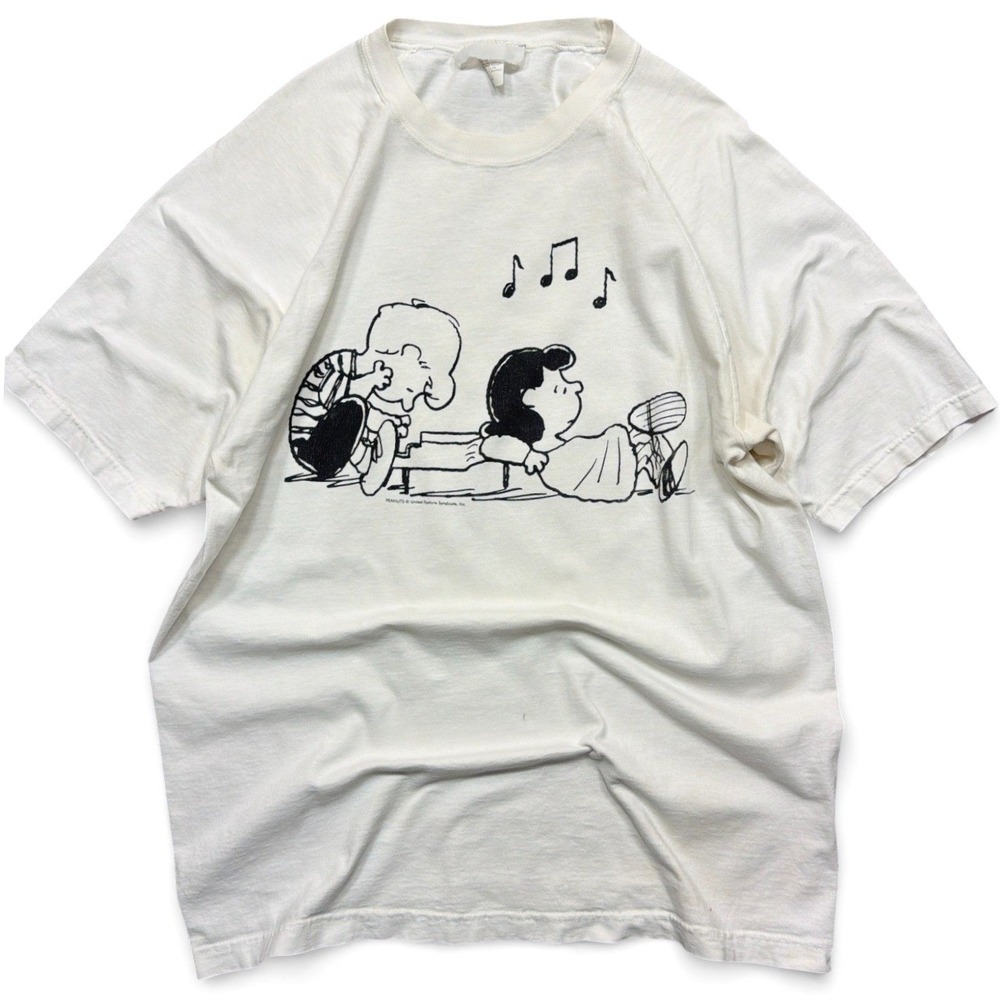 Vintage‎ Peanuts Schroeder and Lucy T Shirt Adult L White 90s 1990s